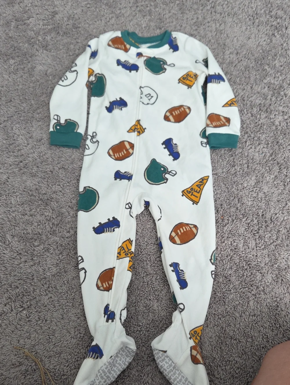 Carters White Kids Football Print One-Piece Pajamas